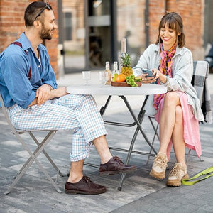 Tavolo Rotondo Pieghevole 81 cm, Tavolo da Campeggio in HDPE, Gambe in Metallo e Piedini Antiscivolo, per Esterno e Interno Picnic Campeggio, Portata 75 kg