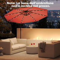 Ombrellone da Giardino ∅300 cm con 32 Luci LED, Ombrellone Prendisole con Rotazione di 360°, Inclinazione Regolabile, 8 Stecche, Manovella, per Giardino Piscina Cortile (Arancione)