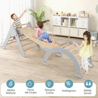 3 in 1 Set da Arrampicata per Bambini, Giocattoli da Arrampicata a Triangolo con Triangolo Arco e Salita, Ideale per Bambini 1 Anni + (Grigio)