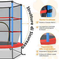 Trampolino Elastico Bambino in Acciaio, Tappeto Elastico Bambini da Esterno e da Interno, con Rete e Cusicnetti Antiscivolo