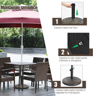 Base per Ombrellone in Resina da 46 cm, Base per Ombrellone Rotondo da 10 kg per Esterni, per Giardino, Spiaggia Piscina (Bronzo (modello1))