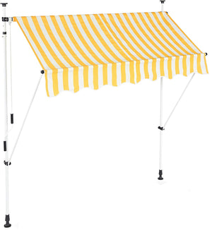 Tenda da balcone telescopica a manovella altezza regolabile in acciaio poliestere resistente ai raggi UV 200 x 120 cm bianco e giallo 13_0001619_6