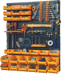 Kit 4 pannelli 323x17x385 mm + 2 supporti utensili + 2 mensole per chiavi inglesi + 38 ganci, in polipropilene