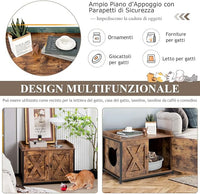 Lettiera per Gatti con Porta Apribile, Ingresso Laterale e Divisorio Rimovibile, Casetta per Gatti Multiuso, Adatto a Soggiorno, Ingresso e Camera da Letto, Portata 45 kg, 80 x 50 x 58 cm