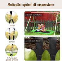 Altalena da Giardino per Bambini, Altalena 150cm con Struttura in Acciaio, Con Corde Regolabili, Adatta per Portico Cortile Giardino (Verde)