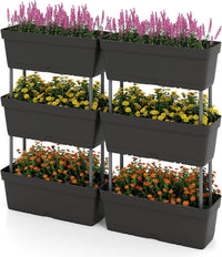 Letto Verticale Rialzato, 6 PZ Fioriere da Giardino per Verdure, Erbe e Fiori, Fioriere Elevate per Interni ed Esterni per Patio, Giardino e Balcone (Nero)
