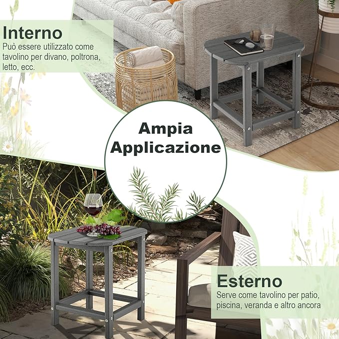 Set di 2 Tavolini Laterale Giardino, Tavolo Esterno Rettangolare in Legno, per Giardino Esterno Piscina, Portata 91 kg