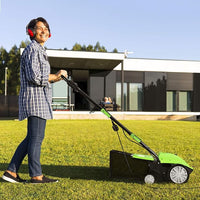 Scarificatore 2 In-1 per Prato, Arieggiatore Elettrico con Sacco Raccoglitore da 30L, Larghezza 32cm, con 3 Posizioni Regolabili, Scarificatore 1500W per Giardino Cortile (32 cm, Verde)