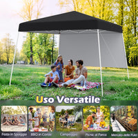 Gazebo Pop-up da Esterno 3 x 3 m, Gezebo Pieghevole con 1 Parete Laterale, Zaino Portatile e 4 Picchetti, Tendone Impermeabile e Resistente per Campeggio e Feste (Nero)