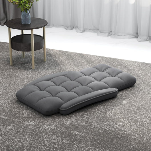 Sedia da Pavimento con Supporto Lombare, Poltrona Divano Regolabile a 6 Posizioni con Braccioli, Chaise Lounge per Soggiorno Camera da Letto, 60x64x54 cm