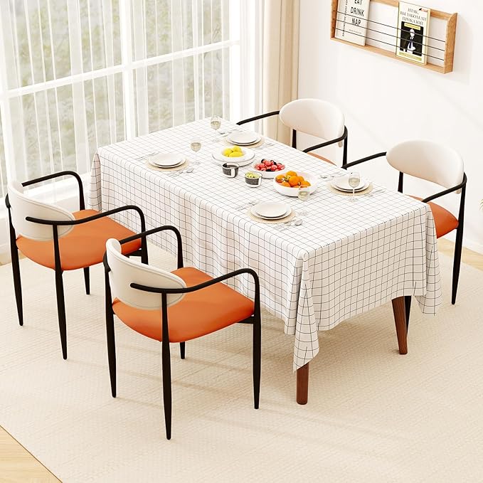 Set di 2 Sedie da Pranzo 54 x 54 x 77 cm, Sedie da Cucina con Sedile Imbottito in Finta Pelle, Schienale e Telaio in Metallo, Poltrone per Soggiorno e Ufficio
