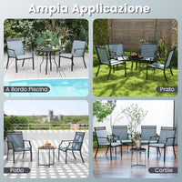 Set di 2 Sedie da Giardino in Textilene, Sedie da Esterno con Schienale Alto, Braccioli, Robusto Telaio in Metallo, Fino a 150 kg, per Patio Terrazza Balcone (Blu + Nero)