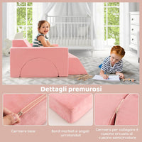 Divano Modulare per Bambini 8 Pezzi, Divanetto per Bambini con Copertura Staccabile per Sala Giochi e Camera da Letto, Divano Creativo per Bambini per Giocare, Creare e Dormire (Rosa)