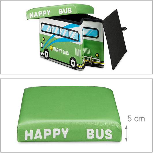 Scatola portagiochi sintetica con coperchio, sgabello pieghevole per bambini, a sacco, verde 13_0000781