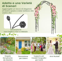 Arco da Giardino con Traliccio 250CM, 2 Mezzi Archi Trasformabili in Varie Forme, Pergolato in Metallo per Piante Rampicanti e Rose Viti, Decorazioni da Giardino per Matrimoniali