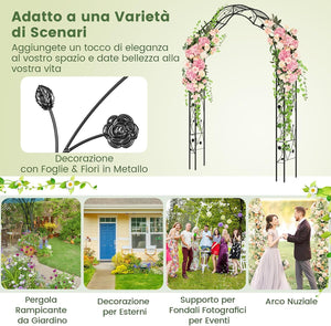 Arco da Giardino con Traliccio 250CM, 2 Mezzi Archi Trasformabili in Varie Forme, Pergolato in Metallo per Piante Rampicanti e Rose Viti, Decorazioni da Giardino per Matrimoniali