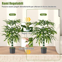 2 Pezzi Pianta Finta di Bamb¨´ 100 cm, Pianta Bamboo Artificiale in Vaso Decorazione in Casa e Ufficio, Pianta Finta in PE con 15 Rami da Interno ed Esterno