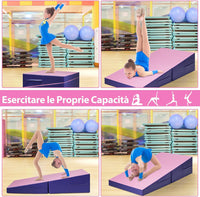 Materassino Ginnastica Inclinato, Tappetino Inclinato a Forma di Cuneo con Maniglia, Tappetino Ginnastica Pieghevole per Allenamenti a Casa Aerobica Fitness Palestra