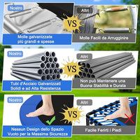 Tappeto Elastico per Bambini 244/305/366/427cm Certificato GS, Trampolino Elastico da Interno ed Esterno con Rete, Tubi Galvanizzati Antiruggine e Scala