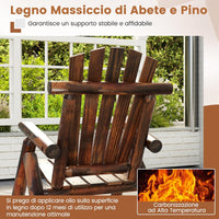 Sedia a Dondolo Adirondack da Esterno, Poltrona da Relax in Legno Giardino, Schienale Alto e Seduta a Doghe, Sedia da Patio per Balcone Cortile, Portata 150 kg