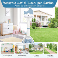 4 in 1 Canestro da Basket per Bambini, Centro di Attività Sportiva Regolabile con Basket Calcio Golf e Gioco del Lancio dell'Anello, per Interno ed Esterno, 3 Anni+ (Blu)