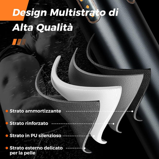 Set di Sacchi da Boxe da Muro 4-in-1, Sacco da Pugilato da Appendere con Guantoni da 12 Once, Fascia per Mani, Catene Appese, Sacco da Boxe per Adulti e Bambini