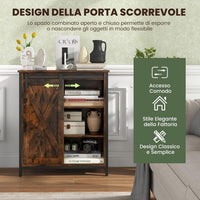 Credenza Cucina, Mobile da Ingresso con Ante Scorrevole, Armadietto con Ripiani Regolabili, Mobiletto Multiuso,3 Ripiani e 1 Scomparto con Porta per Cucina, Sala da Pranzo, 70 cm x 30 cm