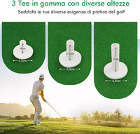 Tappetino da Golf con Manto Erboso Sintetico e 2 Posizioni per Tee, 3 Tee di Golf Inclusi, Tappetino Standard Realistico per Giocare a Golf, Ideale per Uso Interno ed Esterno, 1,5 x 1 M