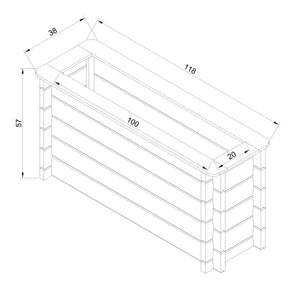 L'aiuola di giardino sopraelevata in legno - 118x38x57 cm - Timbela M614