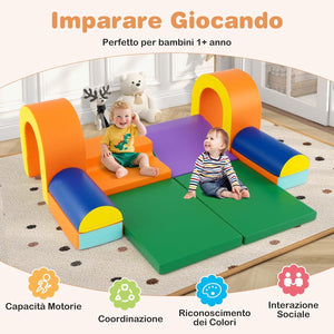 Set di 10 Blocchi da Arrampicata in Schiuma, Palestra da Gioco in Morbida Pelle Sintetica, Strutture Leggere per Scalare, Arrampicarsi, Scivolare, per Bambini 1+ Anno (Arancione)