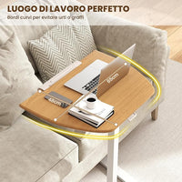 Tavolino da Letto e Divano, Tavolino Pieghevole e Regolabile in Altezza con Ruote e Piano Inclinabile a 90°, Mobile Multifunzionale e Portatile per Lavorare e Mangiare da Casa e Ufficio