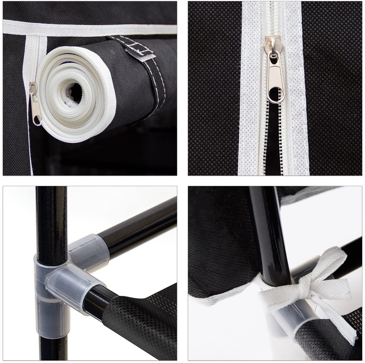 Mobile scarpiera ripiano in tessuto con cerniera 161 cm nero 13_0001642_3