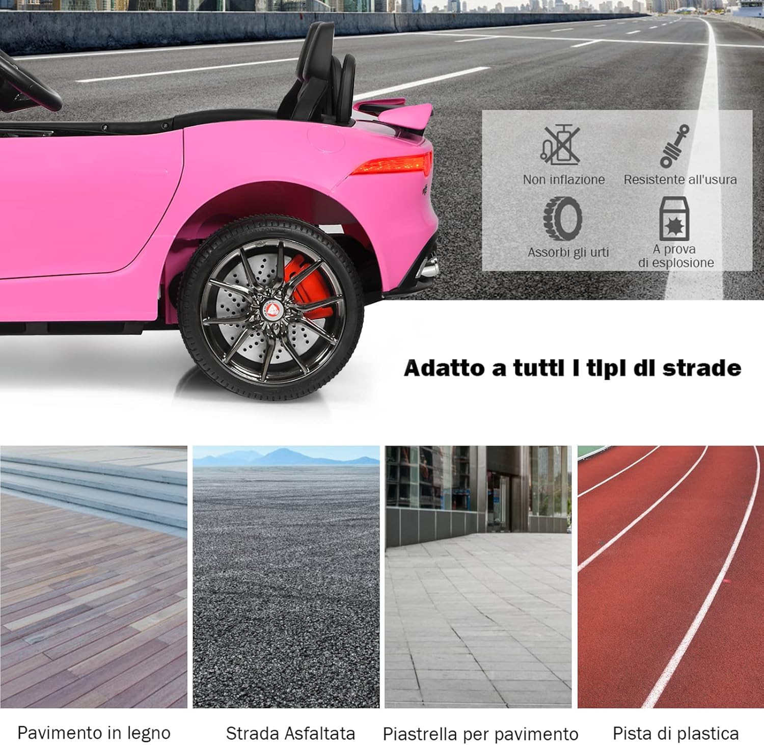 Jaguar Auto Elettrico 12 V per Bambini, Macchina Elettrica con Telecomando, con Luci Musica Storia, Avvio Lento, Velocit¨¤ 3-5 km/h (Rosa)