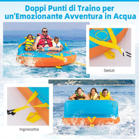 Tube Trainabile per Barche 3 Posti, Trainabili Sportivi per Acqua, Divano Trainabile con Copertura, Punti di Traino Anteriore e Posteriore, Tube Gonfiabile per Trainare Gente sull'Acqua