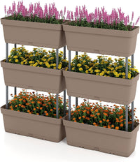 Letto Verticale Rialzato, 6 PZ Fioriere da Giardino per Verdure, Erbe e Fiori, Fioriere Elevate per Interni ed Esterni per Patio, Giardino e Balcone (Grigio)