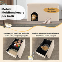 Mobile per Lettiera per Gatti, Panca Portaoggetti con Tappetino Impermeabile e Filtro al Carbone per il Controllo degli Odori e Coperchio Ribaltabile, 90 x 50 x 50 cm(Beige)