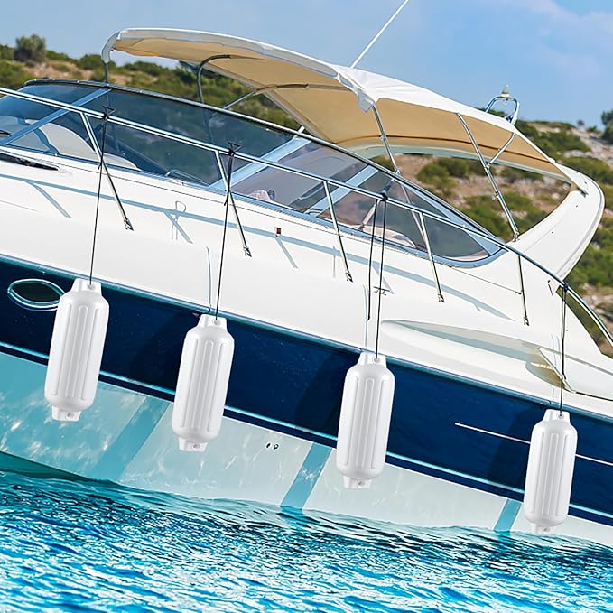 Set 4 Parabordi per Barca, Parabordi per Imbarcazioni, Gommonni, Boat Fender(Bianco)