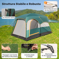 Tenda da Campeggio con Divisorio, Tenda a Doppio Strato con Telo Antipioggia, Telo in PE, Finestre a Rete, Impermeabile e Antivento, con Borsa