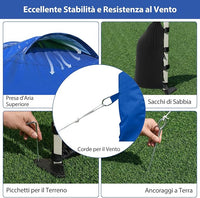Gazebo Pieghevole 3 x 3 m, Gazebo da Esterno con Borsa con Ruote, Picchetti, Ancoraggi, Corde del Vento, Sacchi di Sabbia e Copertura Ventilata, Tendone Impermeabile per Feste (Blu)