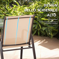 Set di 2 Sedie da Giardino, Sedie da Giardino per Patio in Textilene, con Braccioli Curvi, Telaio in Metallo, Sedia da Bistrot Portata 200 kg, Per Giardino Patio, 56 x 72 x 90 cm (Caffè)