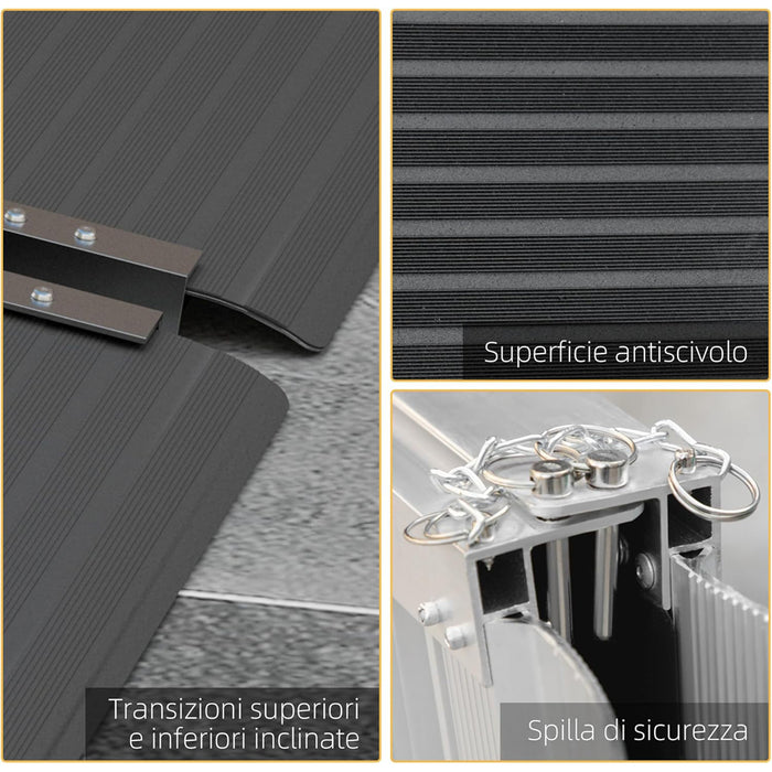 RAMPA X SEDIA A ROTELLE PIEGHEVOLE E ANTISCIVOLO CAPACITA' 272KG 152x73cm HOMCOM