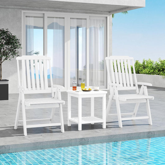 Sedia Esterno Pieghevole, Sedia Ergonomica in HDPE con Braccioli, Schienale Curvo e Seduta a Doghe, Poltrona Pranzo per Giardino Balcone Patio, Portata 150 kg (Bianco)