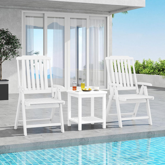 Sedia Esterno Pieghevole, Sedia Ergonomica in HDPE con Braccioli, Schienale Curvo e Seduta a Doghe, Poltrona Pranzo per Giardino Balcone Patio, Portata 150 kg (Bianco)