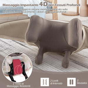 Massaggiatore Cervicale, Massaggiatore Shiatsu per Collo e Spalle Senza Fili con Impasto Profondo 4D dei Tessuti con Riscaldamento, 2 Modalità e 2 Livelli di Intensità (Beige)