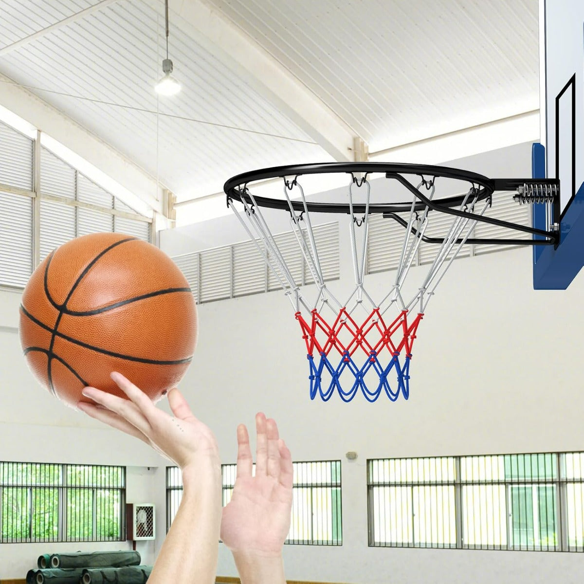 Cerchio da basket di ricambio da 45 CM, Obiettivo da basket per interno ed esterno per bambini e adulti Nero-Ricreazione outdoor