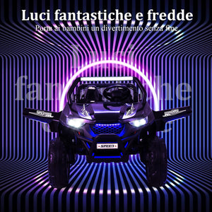 12V Auto Elettrico per Bambini, Macchina Fuoristrada a 2 Posti, Macchina Elettrica con Luci Suoni, Regalo per Bambini 3-8 Anni, 118x74x71 cm (Nero)