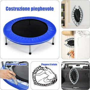 Mini Trampolino Elastico e Pieghevole, Capacità di Carico 150 kg, per Interno ed Esterno