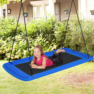 Altalena da Giardino per Bambini, Altalena 150cm con Struttura in Acciaio, Con Corde Regolabili, Adatta per Portico Cortile Giardino (Blu)