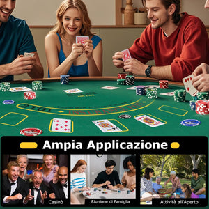 Set da Poker Completo con 400 Finches e 2 Mazzi di Poker, Valigetta in Alluminio con Tappetino, 5 Dadi e Bottone Dealer, Fish Poker per Texas Holdem e Blackjack