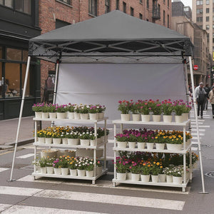 Gazebo Pop-up da Esterno 182 x 182 cm, Gazebo Pieghevole con 1 Parete Laterale, Gambe Inclinabili Regolabili e 4 Picchetti, Tendone Impermeabile per Feste, Campeggio e Picnic (Grigio)